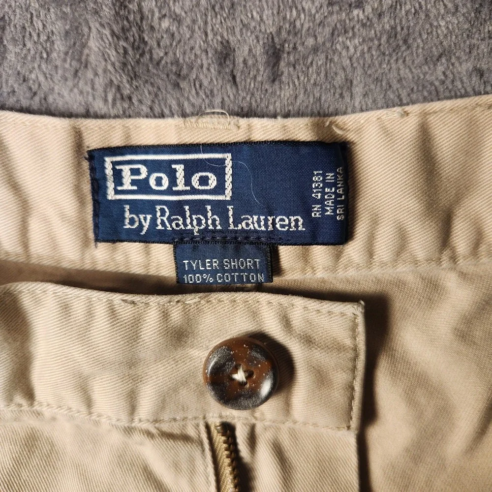 Polo Ralph Lauren Classic Chino Shorts Mens 42 Tan Khaki Pleated Cotton Twill